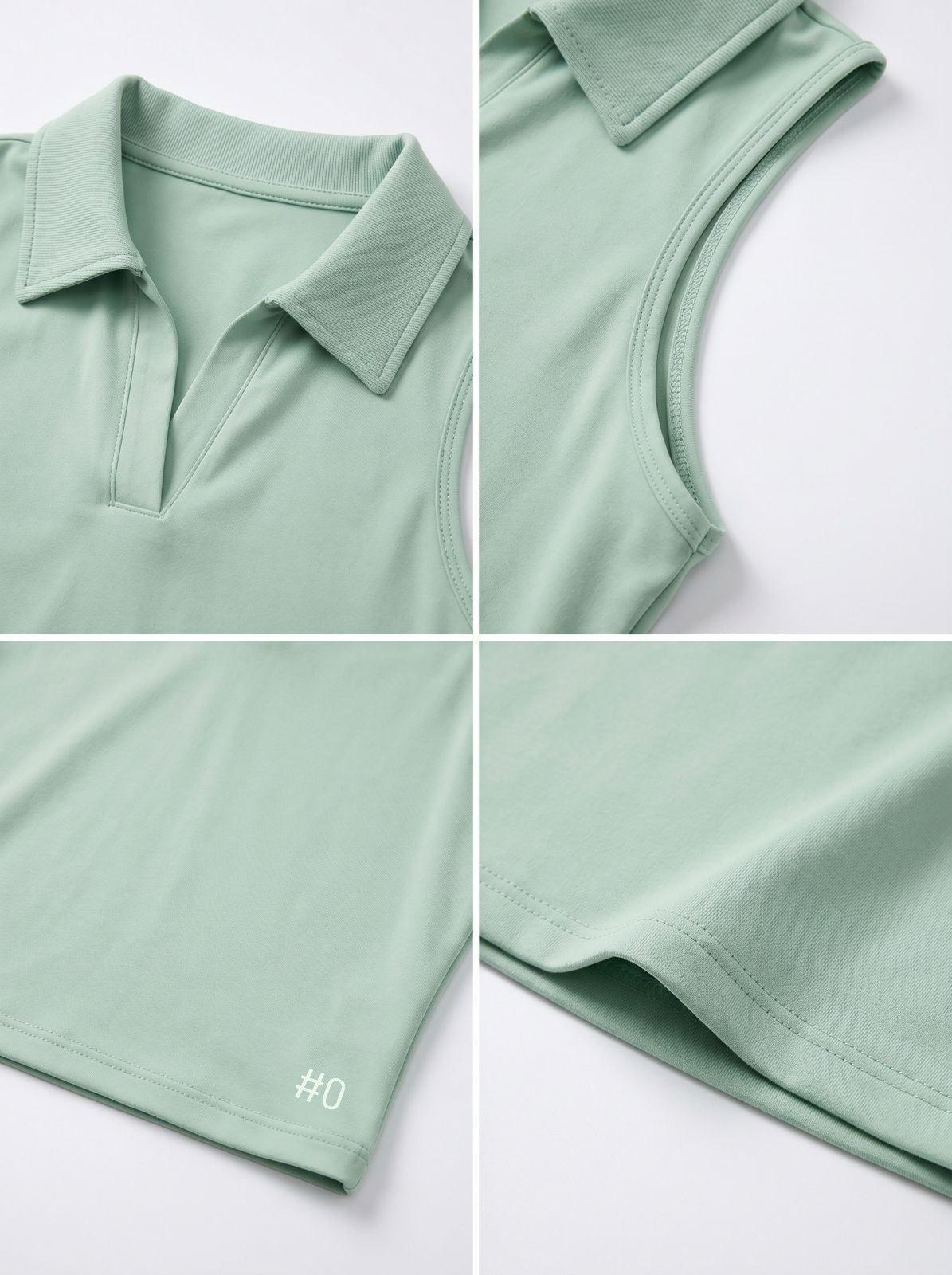 學院風 Polo | 肩部網紗拼接修身運動無袖上衣