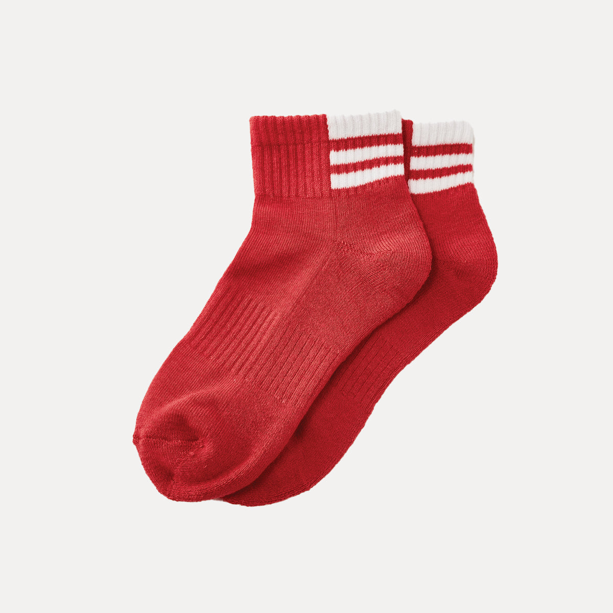 襪子 |踝墊襪 - 紅/白